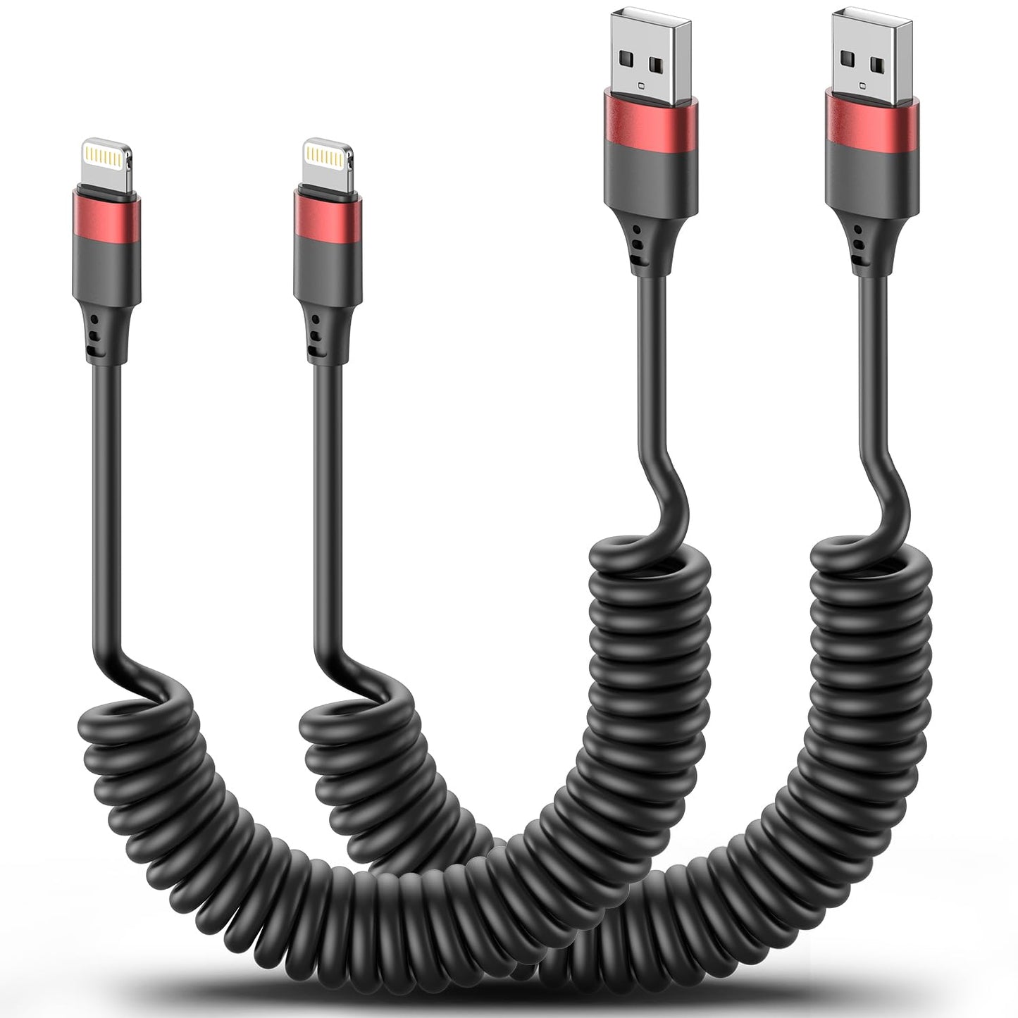 Fast Charge on the Go: Coiled Lightning Cable 2-Pack