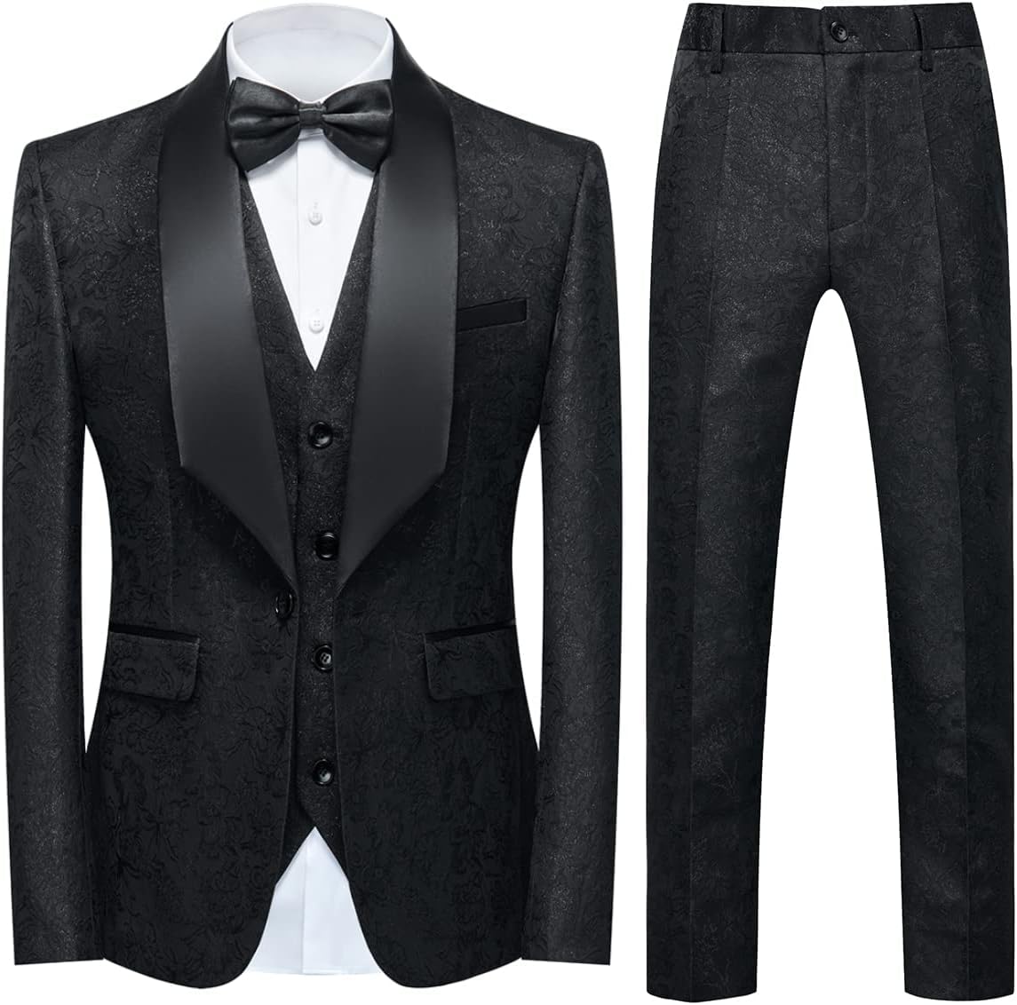 Stylish Tuxedo Suits for Men 3 Piece Floral Pattern Set