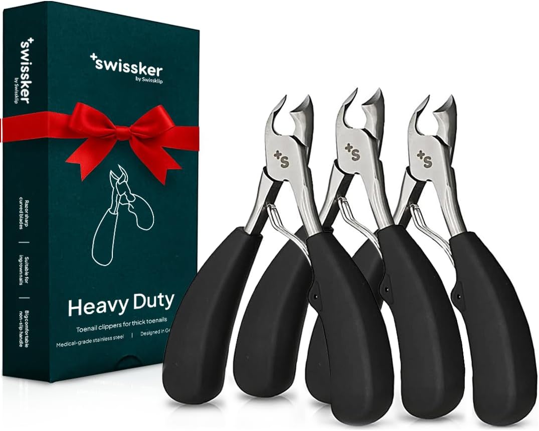 Swissklip Heavy Duty Toenail Clippers for Thick Nails - Pack of 3