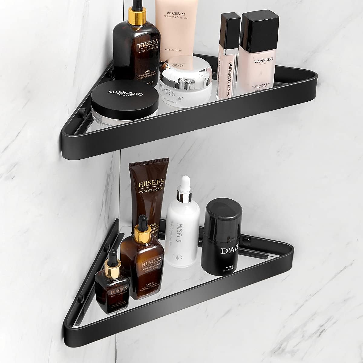 VOLPONE Bathroom Shelves Wall Mounted Glass Corner Shower Shelf