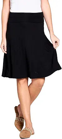 Popana Womens Casual Knee Length A-Line Stretch Midi Skirt