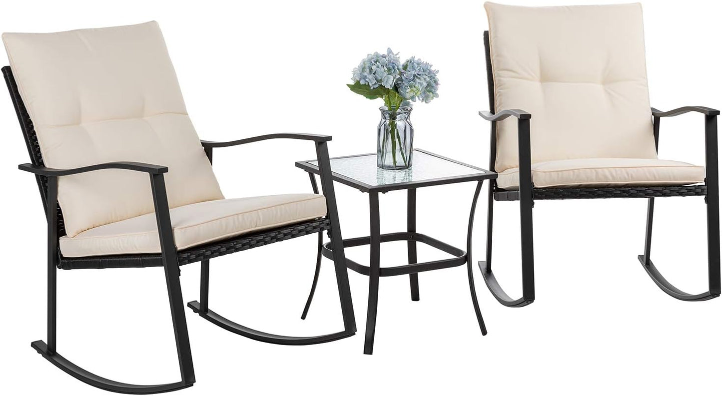 Vongrasig 3 Piece Outdoor Rocking Chair Set for Your Patio
