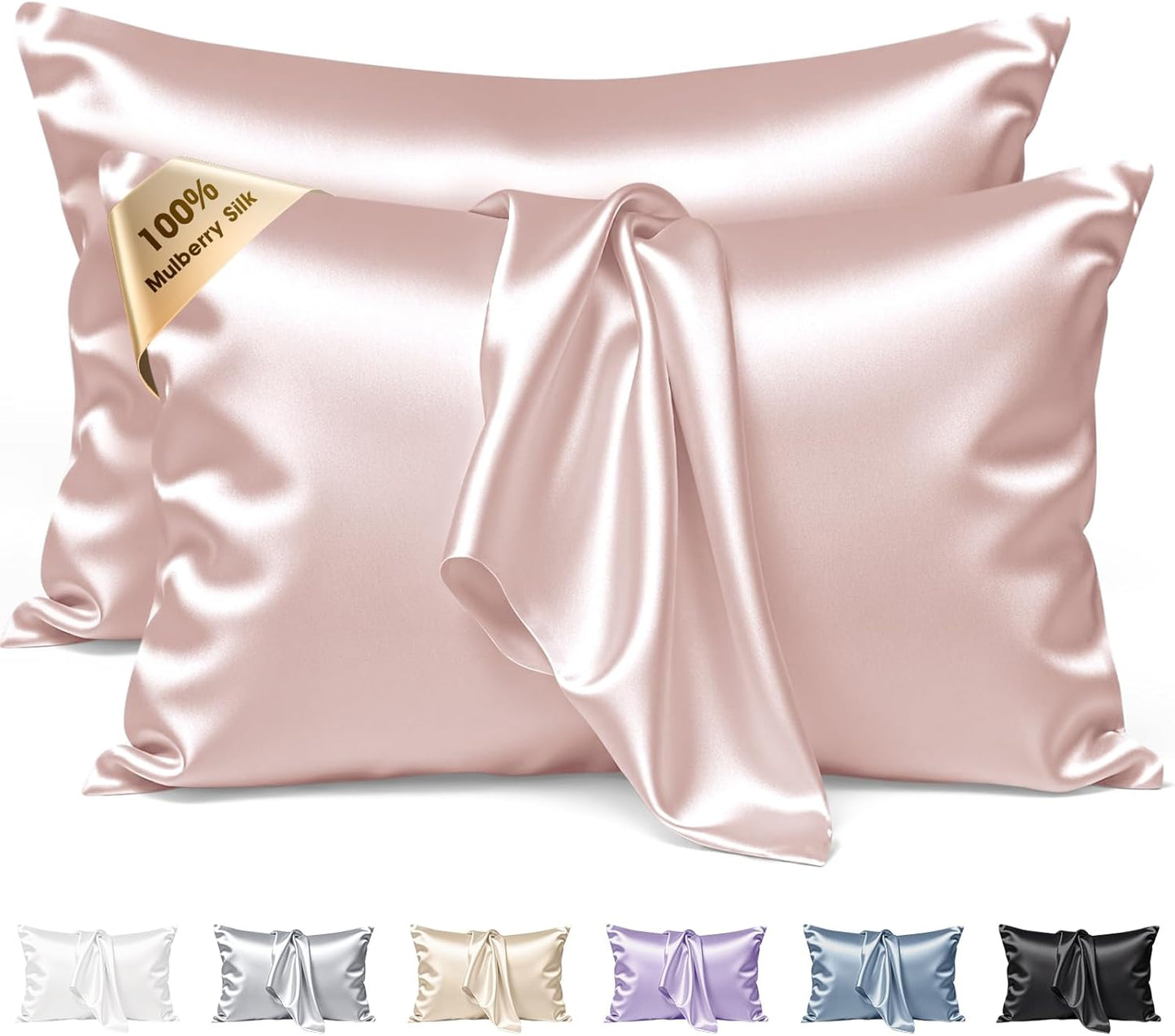 Silk Pillow Cases 2 Pack King Size for Hair & Skin Benefits