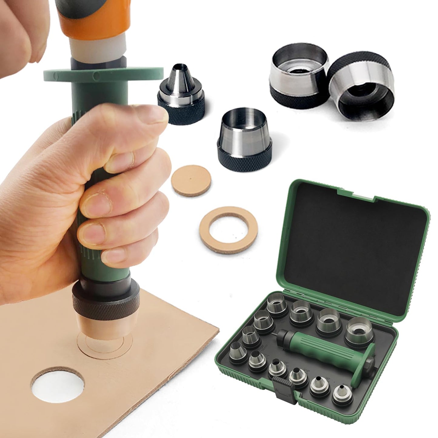 12 in 1 Gasket Punch Set for Leather with Sharp Hole Punches