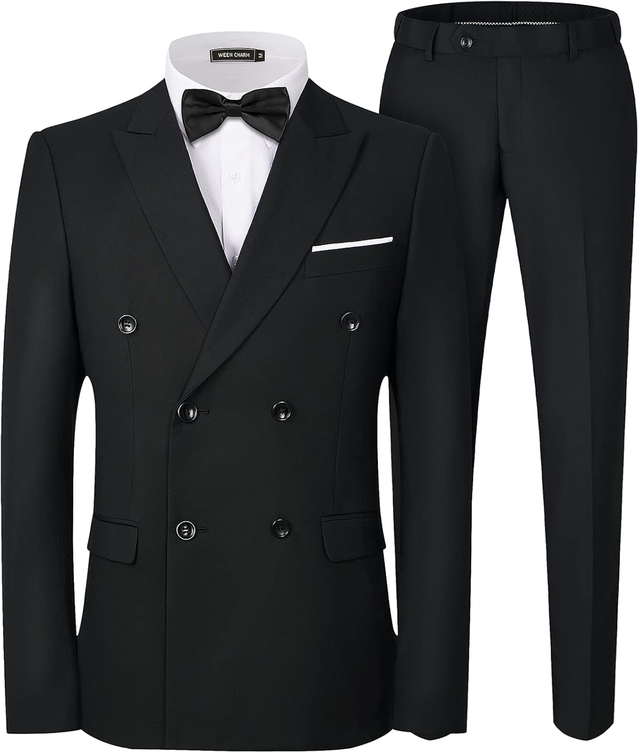 WEEN CHARM Men's Slim Fit Two Button Blazer Wedding Tuxedo Set