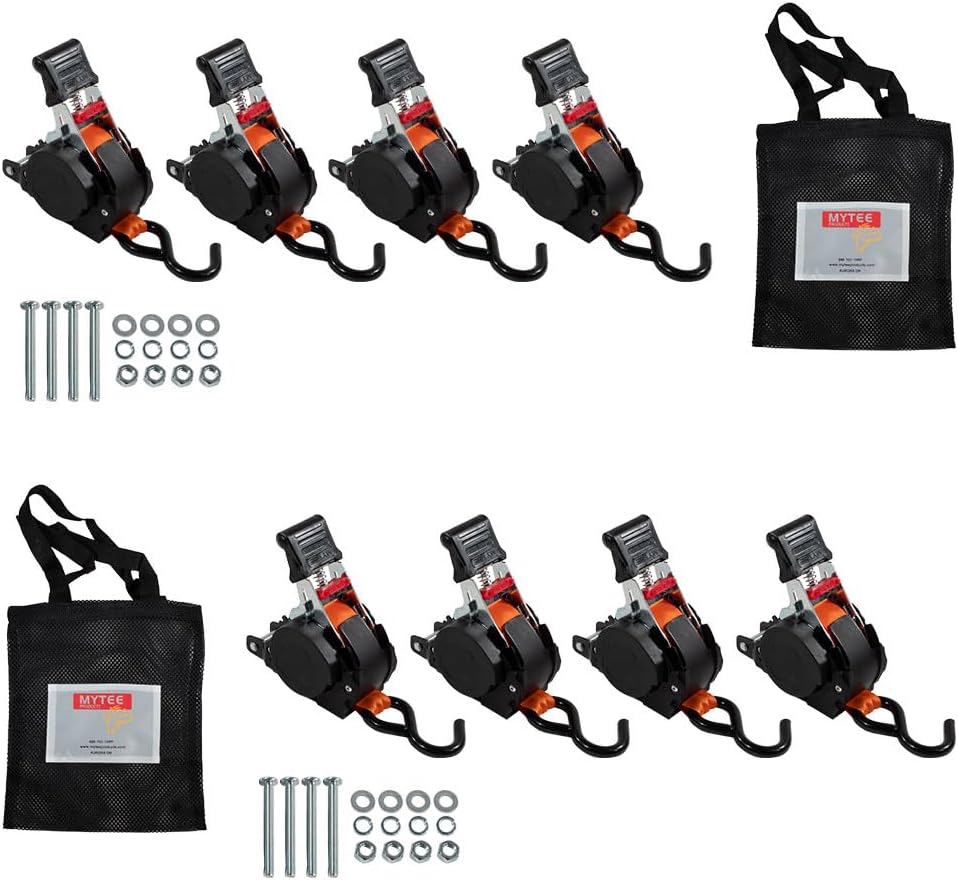 Retractable Ratchet Straps for Cargo - 8 Pack 1ft'x10ft Straps