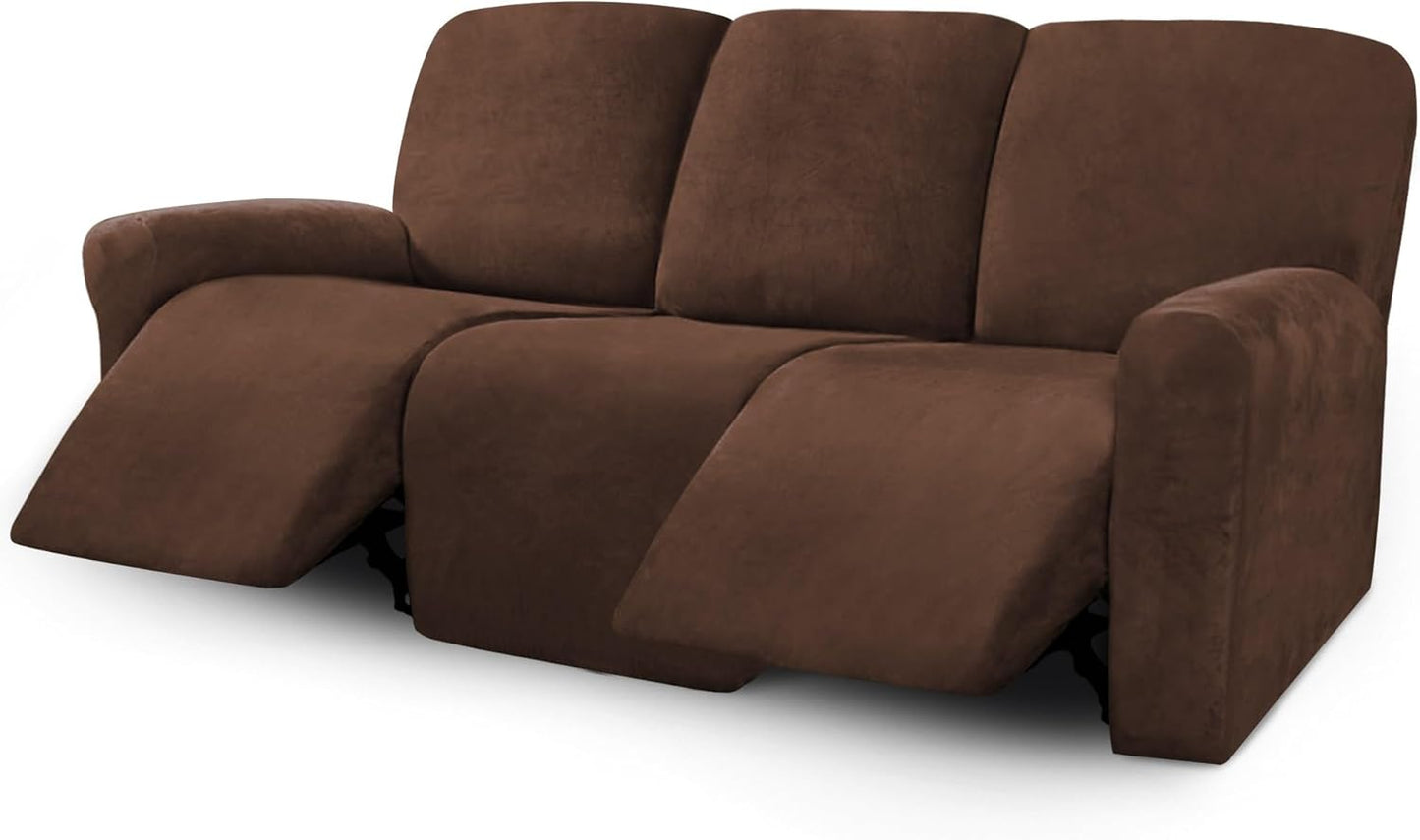 ULTICOR Velvet 8-Pieces Recliner Sofa Covers for 3 Seater