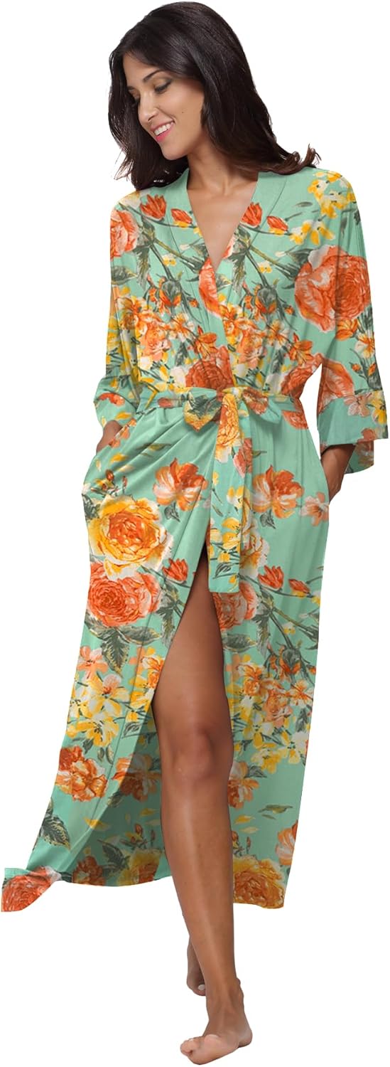 Women's Soft Long Bath Robes Full Length Kimonos for Comfort