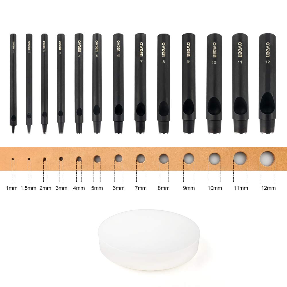 OWDEN Professional 13 Pc Leather Hole Punch Set for Crafts