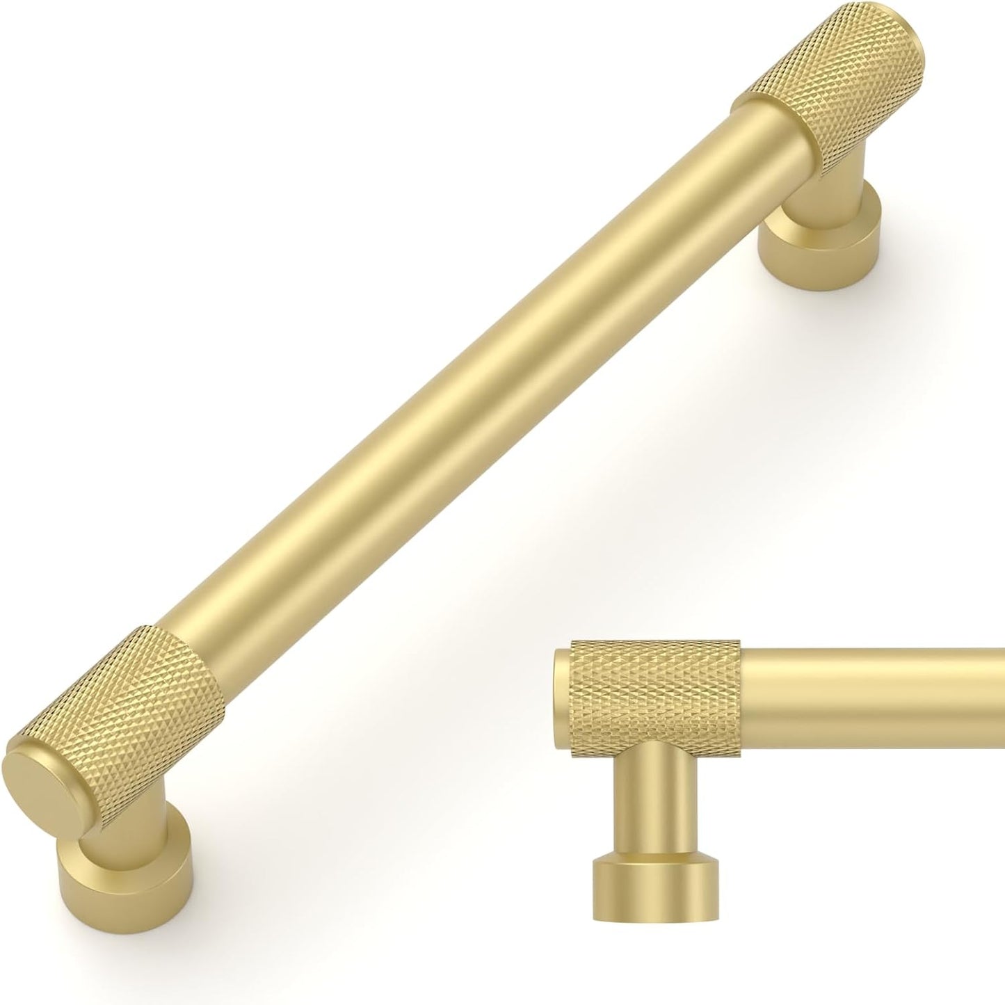 Amerdeco 10 Pack Brushed Gold Knurled Cabinet Pulls for Your Home