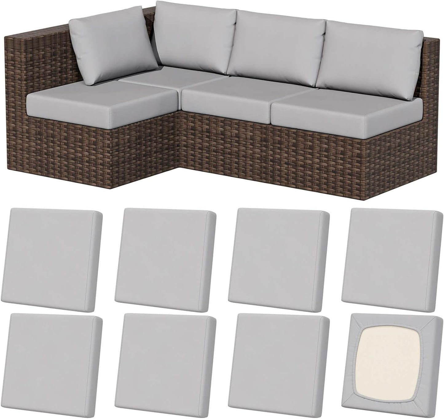 8Pcs Stretch Patio Cushion Covers for Outdoor Furniture Protection
