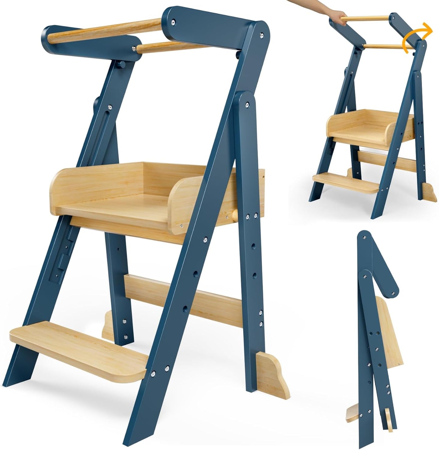 Foldable Toddler Tower with Adjustable Heights for Kids