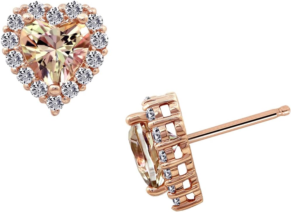 Rose Gold Plated Sterling Silver Heart Topaz Stud Earrings Review
