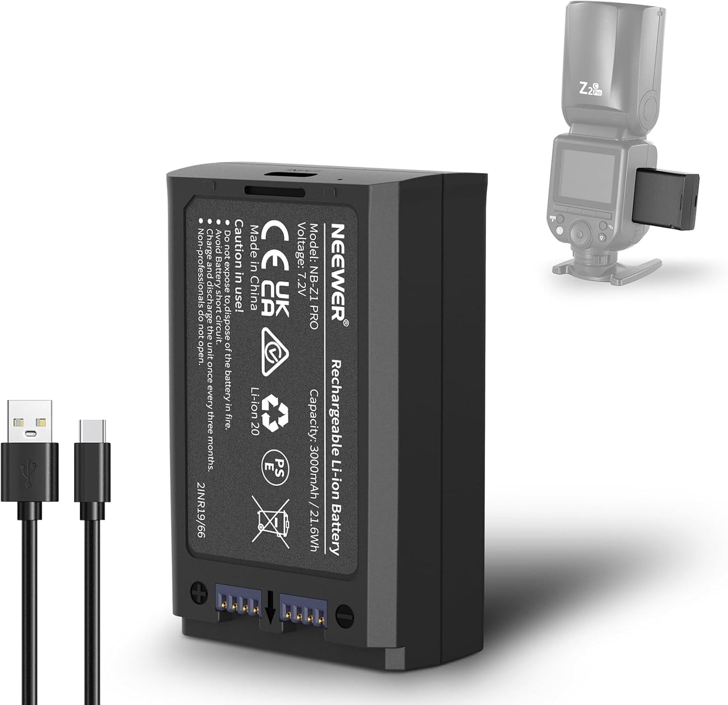 Neewer 7.2V/3000mAh Replacement Li-ion Battery for Flash Speedlite
