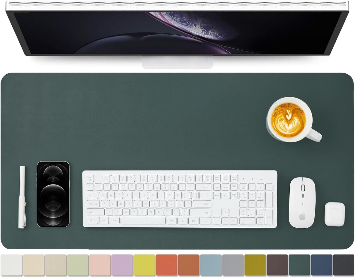 Non-Slip Dark Green Desk Mat - Ultimate Organization