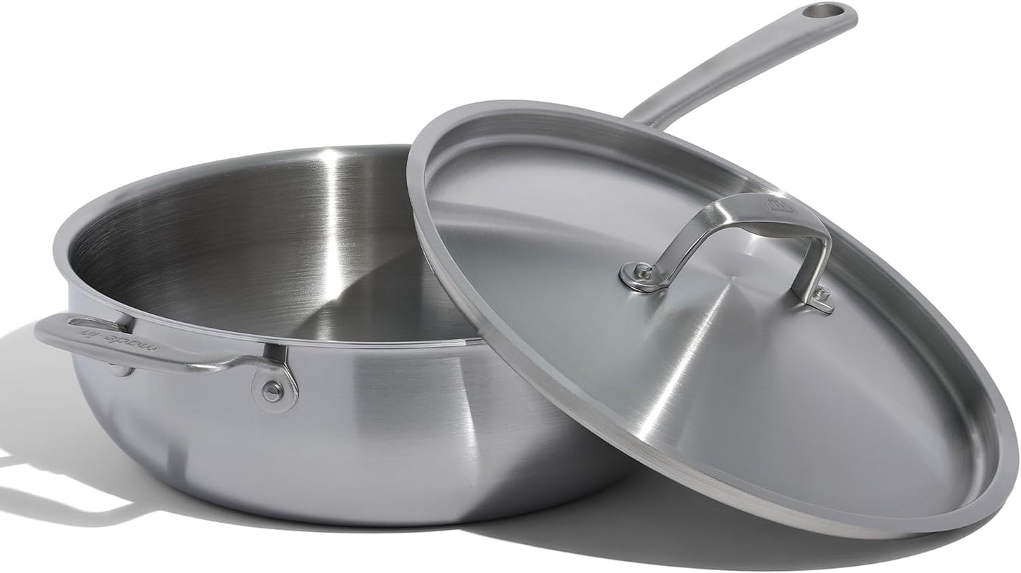 5QT Stainless Steel Saucier - 5 Ply - Italian Crafted - Induction Ready