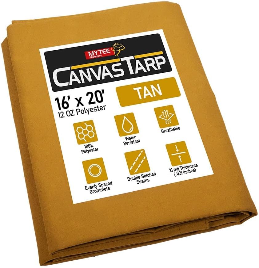 Mytee Products 16ft x 20ft Heavy Duty Water Resistant Canvas Tarp