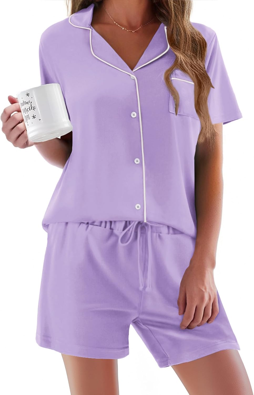 Ekouaer Pajamas Set for Women Soft 2 Piece Lounge Sets