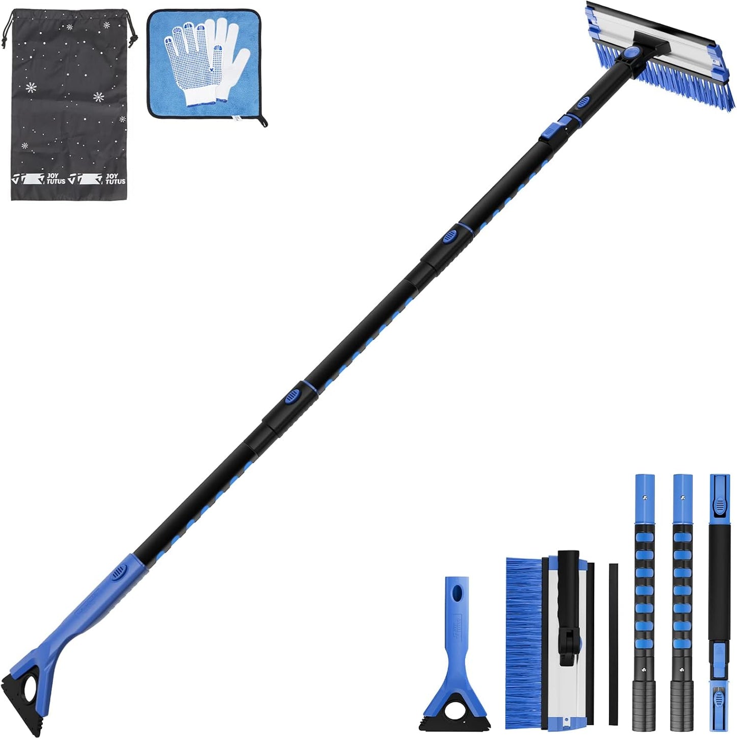 61.3 Extendable Ice Scraper and Snow Brush for Cars and SUVs