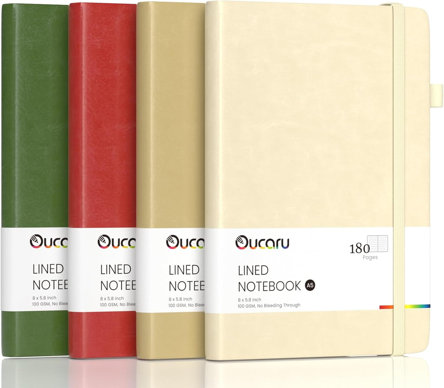 4 Pack A5 Lined Journals - 180 Pages, 100 GSM Paper