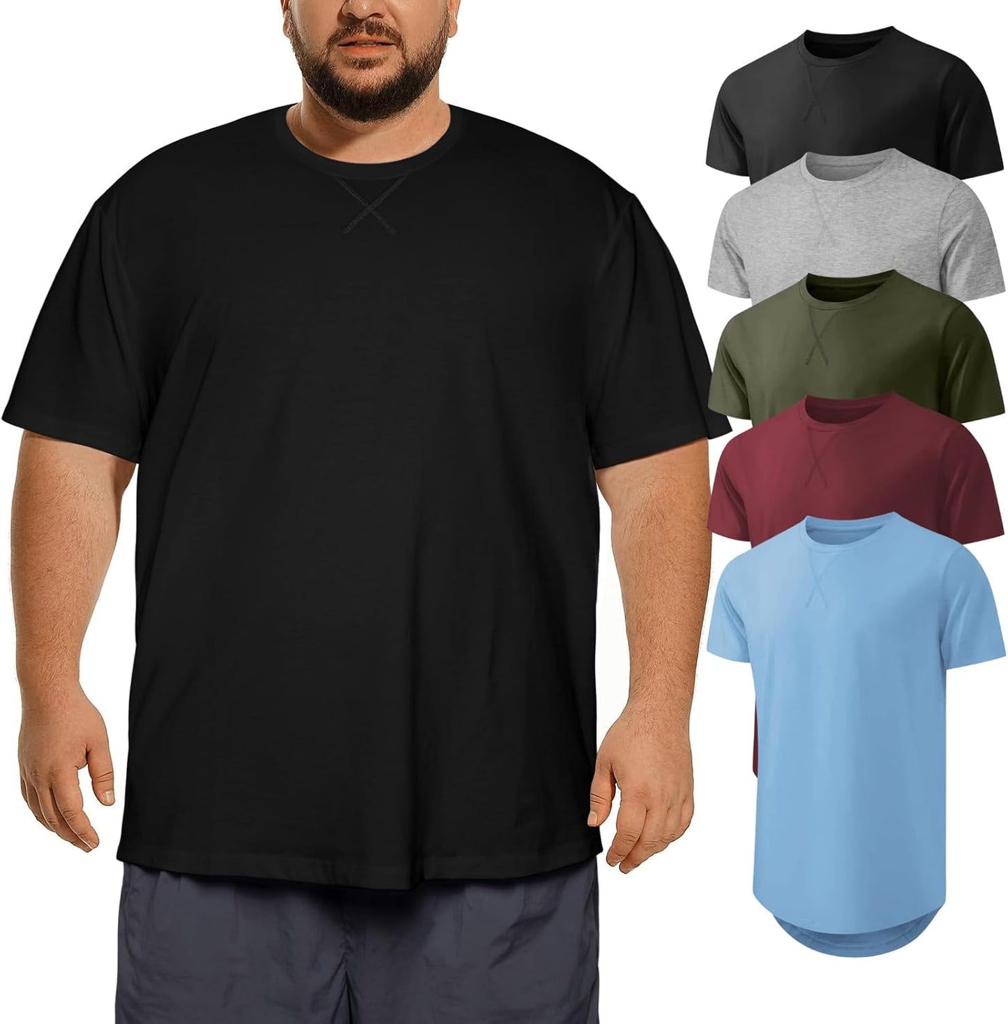 Men's Big and Tall T-Shirts 3XL-8XL Casual Stretch Tee