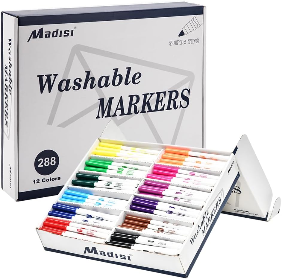 Madisi Washable Markers Bulk Pack of 288 Assorted Colors