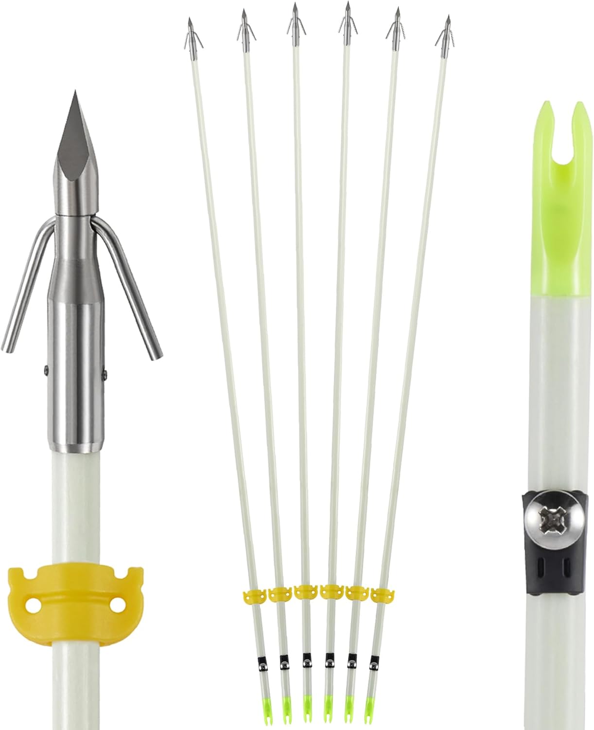 6 Pack 32in Bowfishing Arrows with Broadheads for Fishing