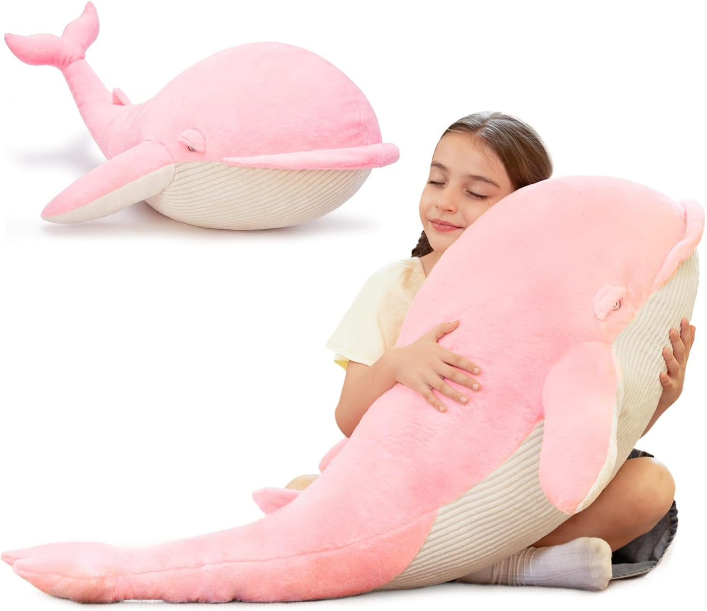 Tezituor 4ft Giant Whale Stuffed Animal for Kids and Adults