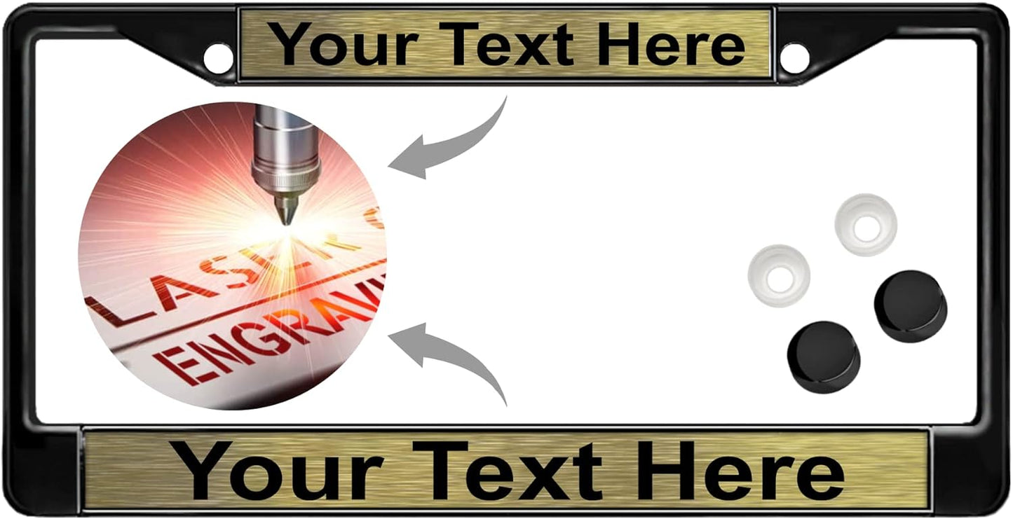 Custom Personalized Black Powder-Coated Metal License Plate Frame