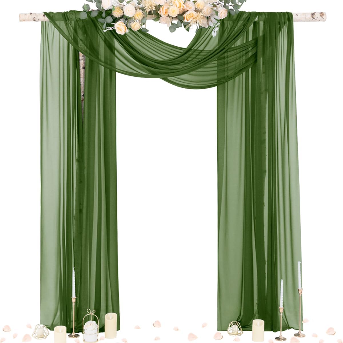 Socomi Olive Green Wedding Arch Draping Fabric for Events
