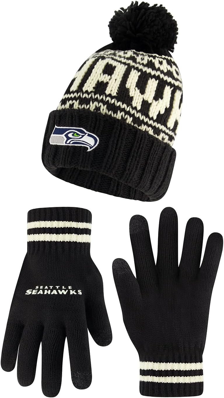 Ultra Game NFL Official Super Soft Cable Knit Beanie & Gloves