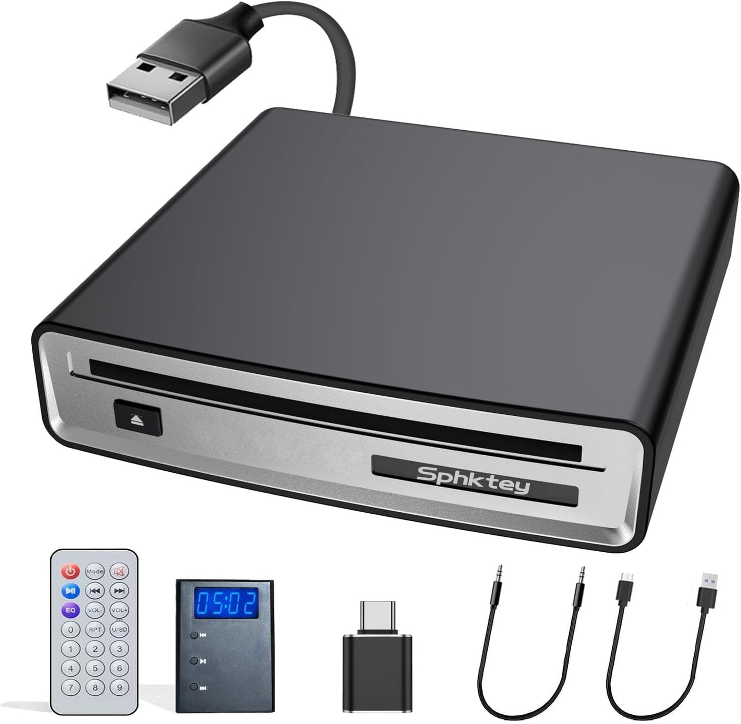 USB CD Player for Car - High Fidelity Portable CD/DVD Player