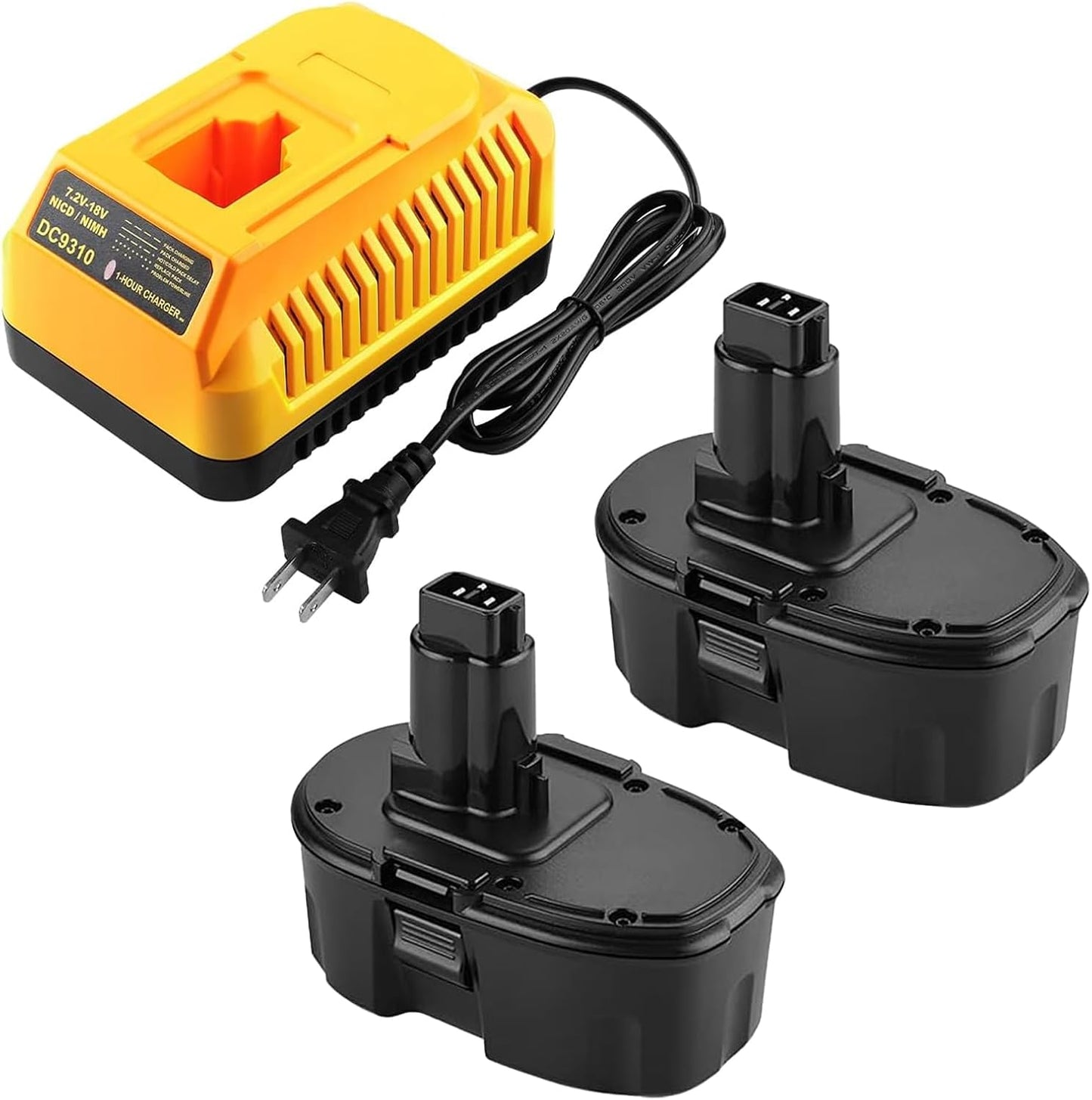 Energup 2Pack 18V Replacement Batteries and Charger for Dewalt