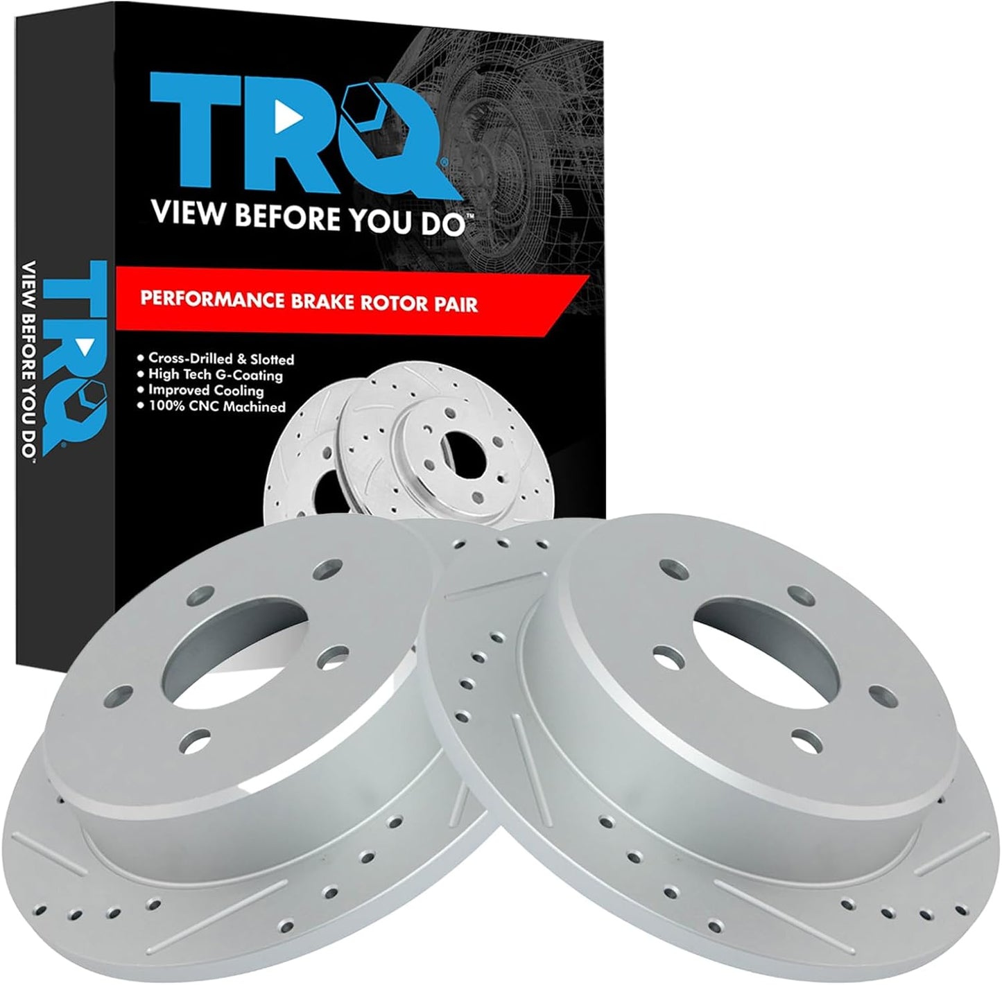 TRQ Rear Performance Brake Rotors Set for Ford Explorer & Ranger