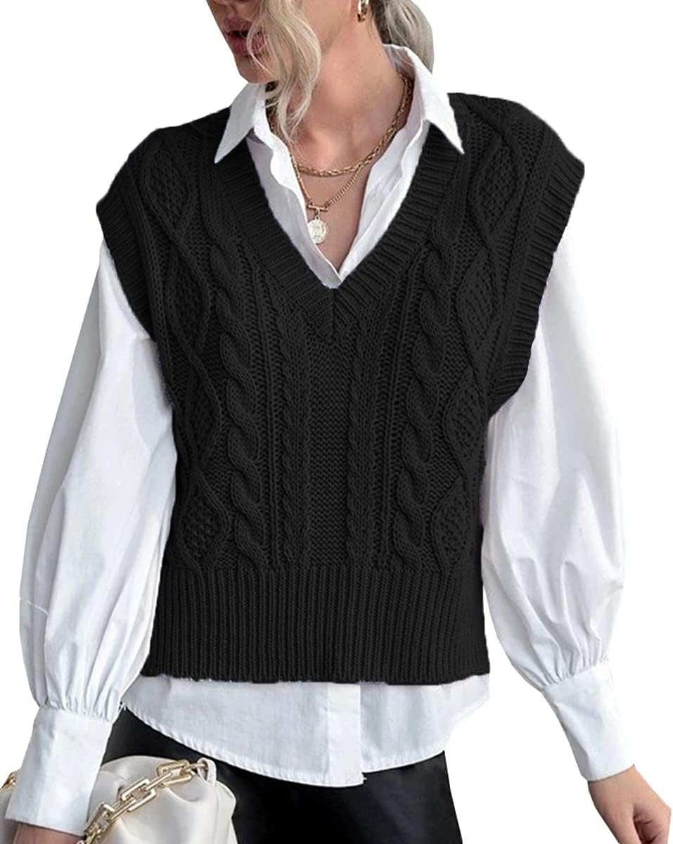 Stylish V Neck Sleeveless Sweater Vest for Women Casual Wear