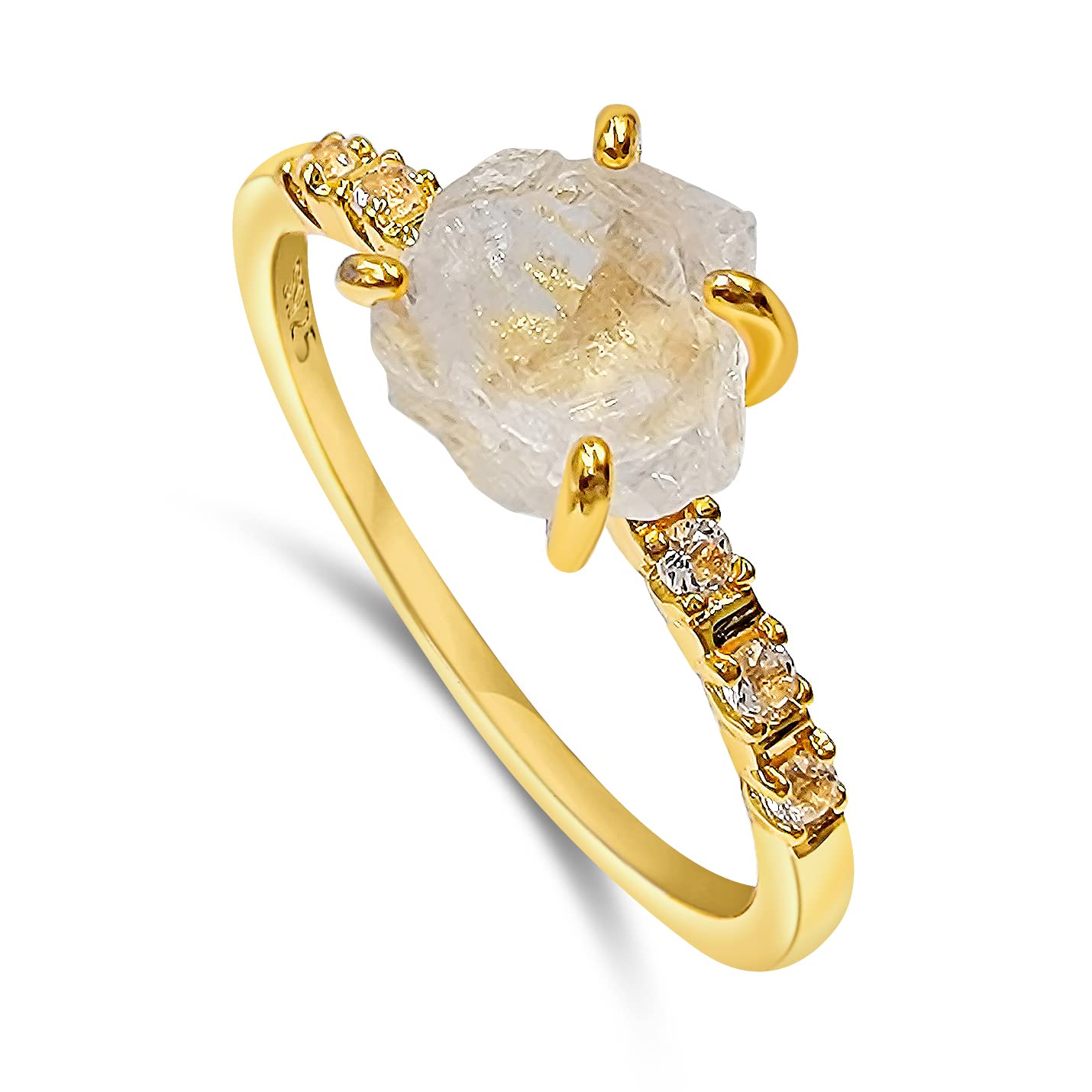 Real Raw Clear Quartz Crystal Dainty Ring for Birthstone Gifts