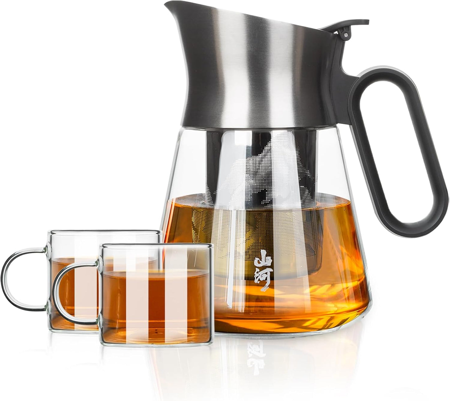 ZENS Design Glass Teapot with Infuser and 2 Cups for Tea Lovers