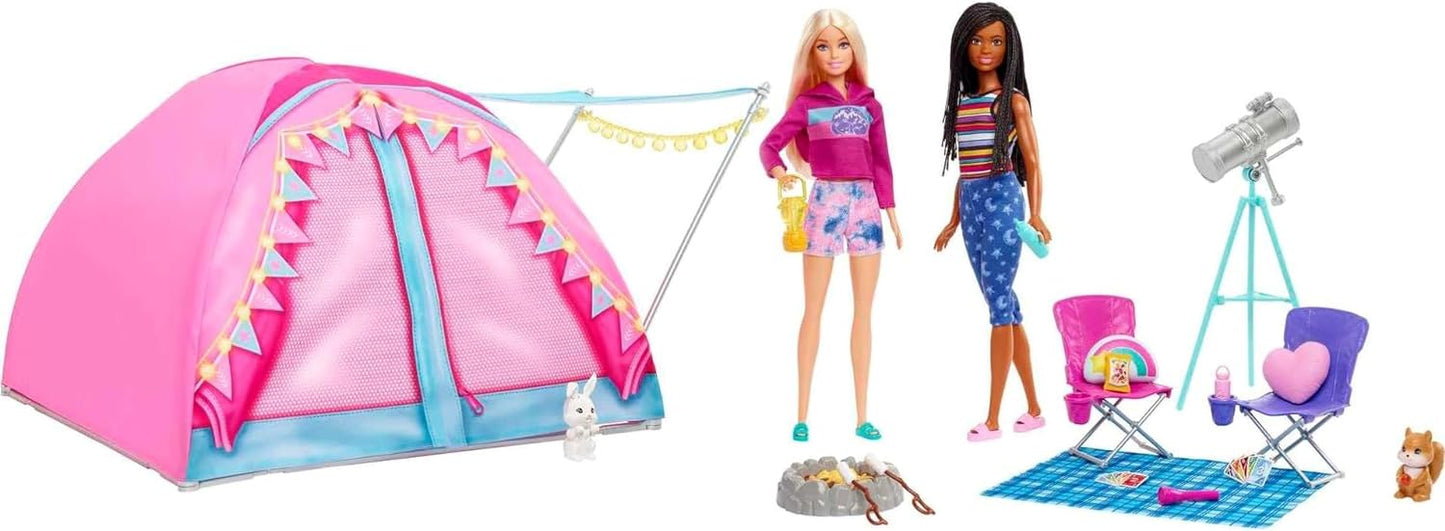 Barbie Camping Tent Playset - 20 Accessories, Moving Animals - Mattel