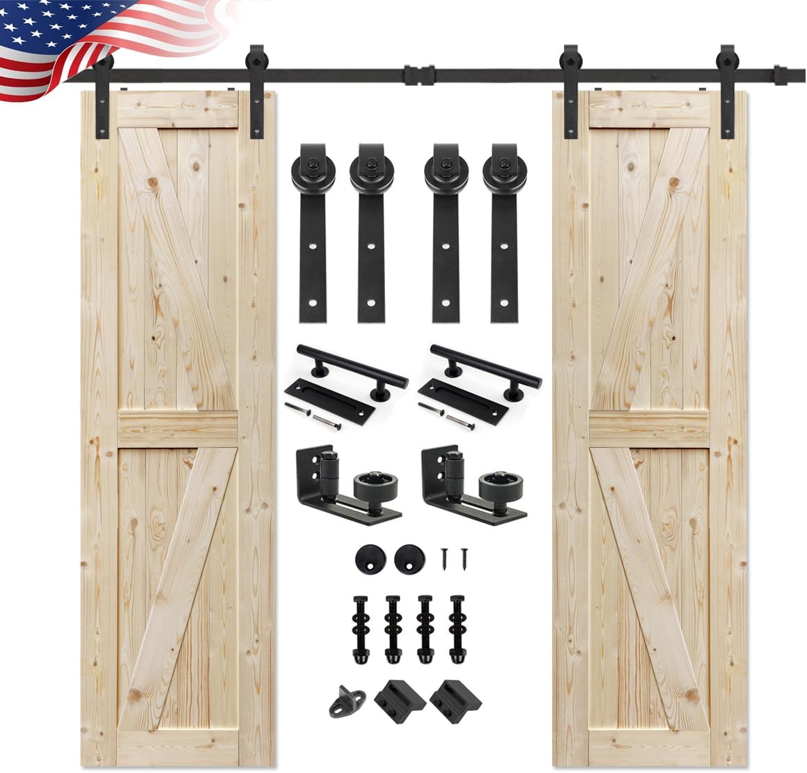 S&Z TOPHAND 20 in. x 84 in. Double Unfinished Barn Door