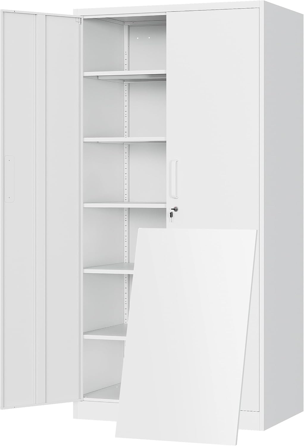 Yizosh Metal Storage Cabinet with Locking Doors and Adjustable Shelves