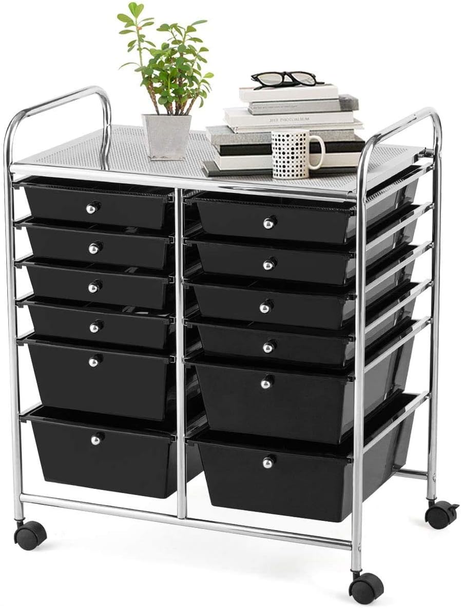 Giantex 12 Drawer Rolling Storage Cart for Office and Home