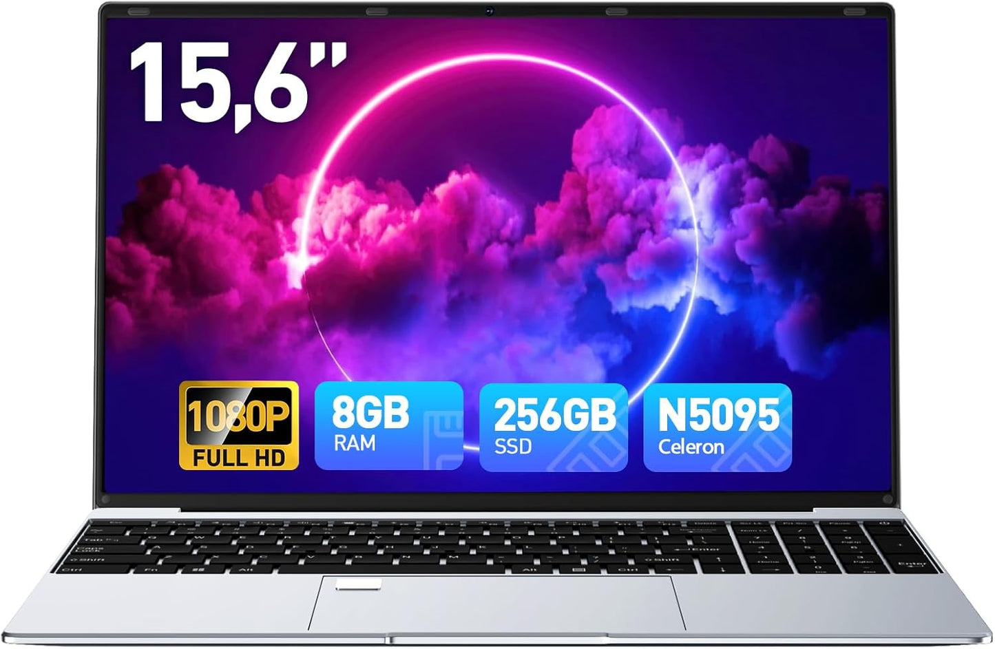 15.6 Inch Win 11 Laptop with Quad-Core Processor and SSD