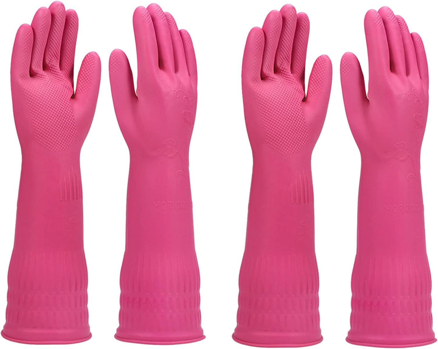 2 Pairs Long Rubber Dishwashing Gloves - Reusable & Durable