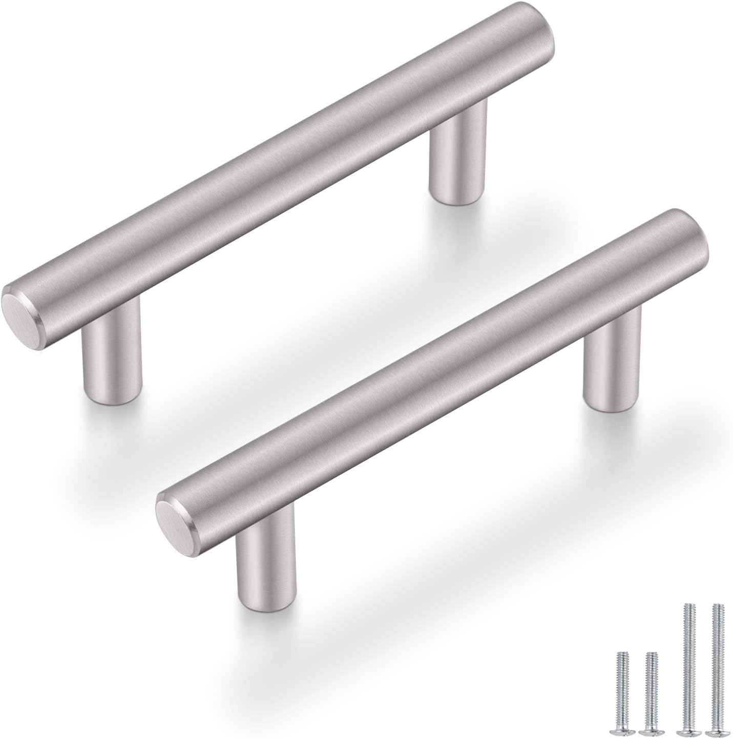 Modern Euro Style 3in Hole Center Brushed Nickel Cabinet Handles