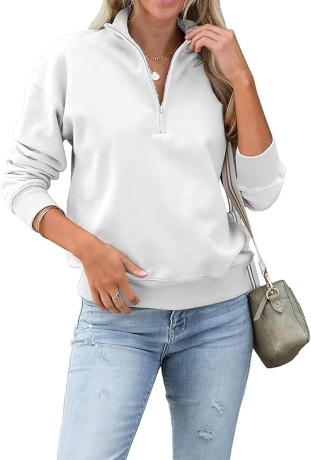 Dressmine Womens Quarter Zip Pullover for Trendy Winter Style