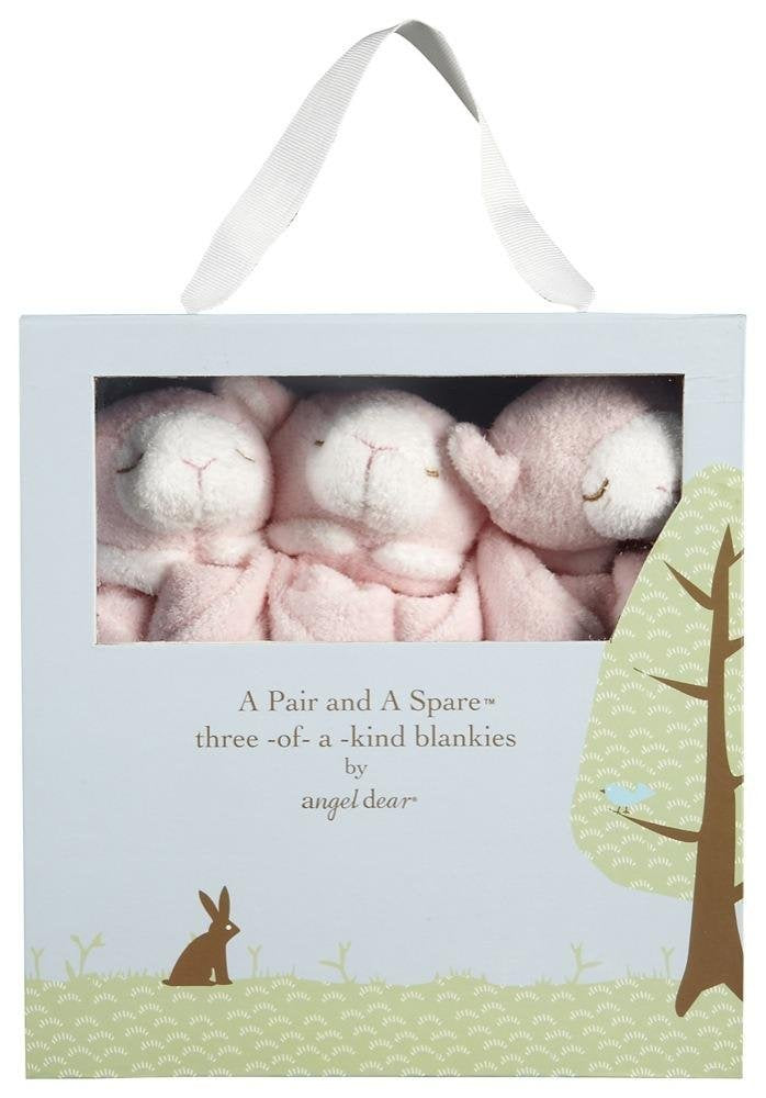 Angel Dear Pink Lamb Blankie Set for Newborns - Pack of 3