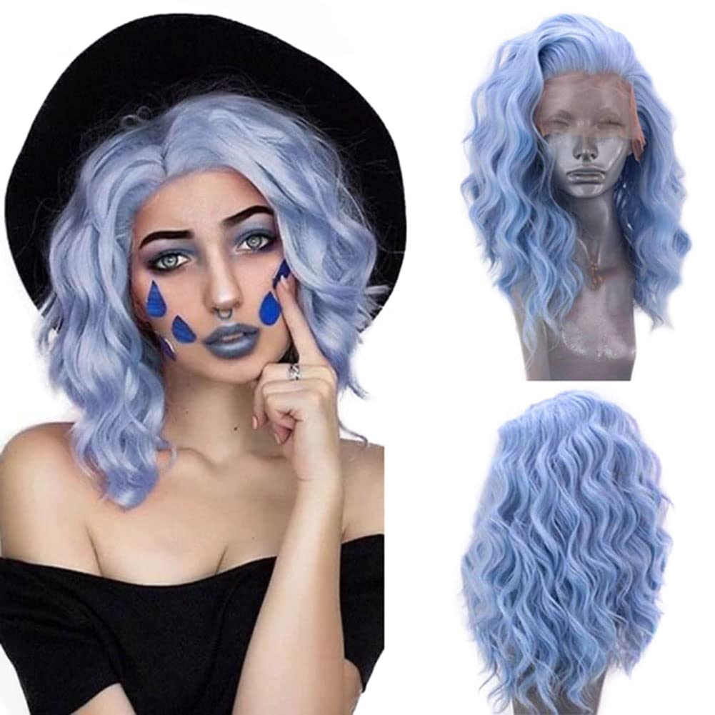 Short Blue Wigs for Women - Stylish Lace Front Bob Wave Look