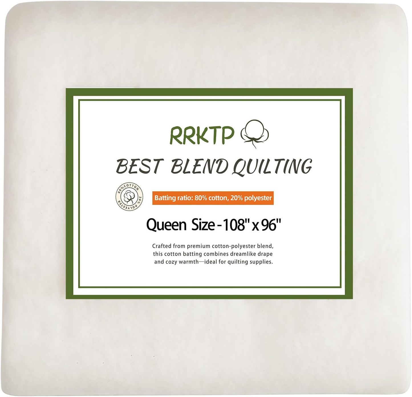RRKTP Quilt Batting Queen Size for Cozy Quilts and Crafts