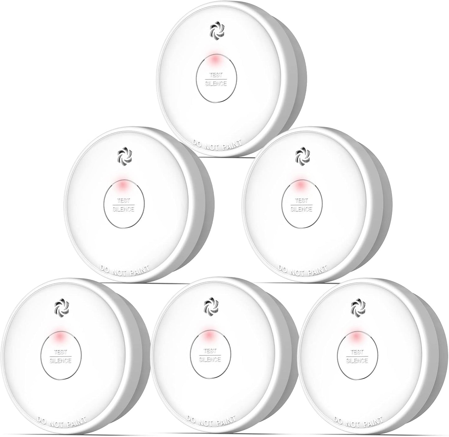 Fire Alarms Smoke Detectors for Home Safety - 6-Pack Set