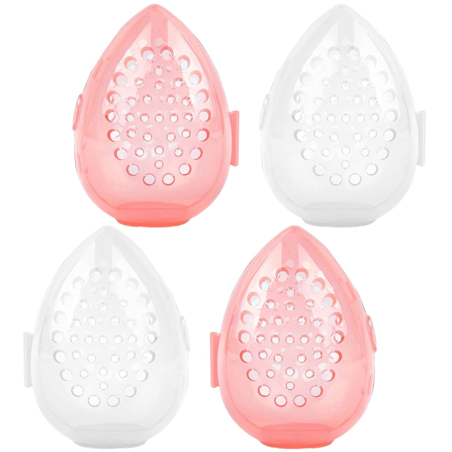 Breathable Beauty Blender Case, 4 Pack Clear Pink